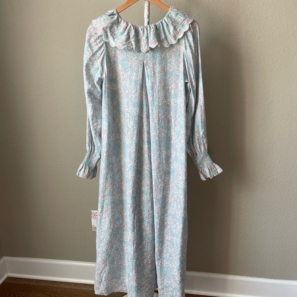 Boho Floral Flounce-collared - NWT H&M Long DRESS ties turquoise/pink - Picture 13 of 16